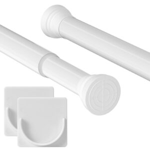 GOOWIN Bohrenfreier Duschvorhangstange, 80-204 cm Ausziehbar, Metall Teleskopstange, ideal für Badezimmer, Kleiderschran