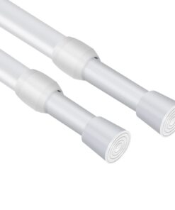 2er-Set Gardinenstangen ohne Bohren, weiß – ausziehbar 83–150 cm (Teleskop-Klemmstange) für Dusche & Kleiderstange