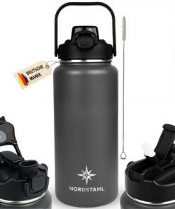 NORDSTAHL Thermosflasche 2L | 100% Spülmaschinenfest | BPA-frei & auslaufsicher NORDSTAHL Thermosflasche 2L | 24h Eisk