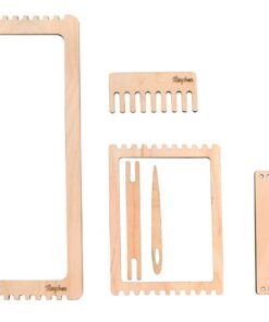 Rayher Holz Webrahmen Set, 11teilig, mit Webschiffchen, Webnadeln und Webkamm, für Schneider und Webstühle, perfekt für