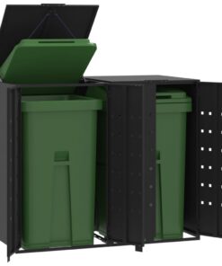 IKAYAA 2-Tonnen Edelstahl Mülltonnenbox für draußen - 240L - Metall-Müllcontainer mit Verkleidung - ideal für Garten und