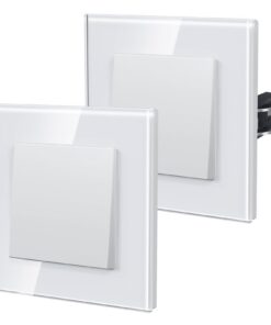 BSEED Lichtschalter Unterputz aus Glas - Neu E-Serie, 10A 250V, 1 Fach 1 Weg - 2 Pack, 86mm Weiß