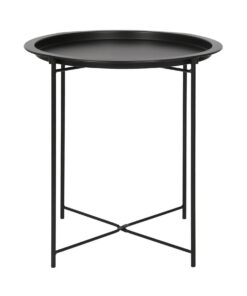 Harbour Housewares Mattschwarz Stahl Runder Tabletttisch - Klein Faltenbar Tragbar für Sofa Bett Fernseher