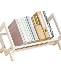 NUODWELL Bambus-Kinder-Bücherregal für Kinderzimmer - Präsentationsregal, Schreibtischiffeigenschaften, weiß, 40 cm lang