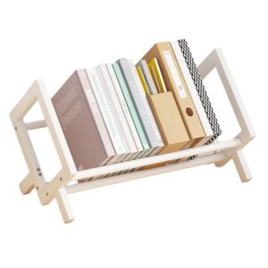 NUODWELL Bambus-Kinder-Bücherregal für Kinderzimmer - Präsentationsregal, Schreibtischiffeigenschaften, weiß, 40 cm lang