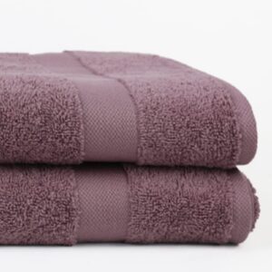 Taka Fabrics Hochwertiges 2-Teiliges Handtuch-Set, Wave-Kollektion, 100% Baumwolle, Purple, 70x140 cm