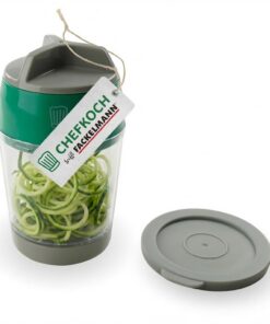 Fackelmann Spiralschneider Edelstahl – Für breite, schmale & kleine Spiralen – Mit Deckel & abnehmbarem Boden 13x9cm