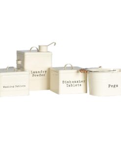 Harbour Housewares Vintage Metall Vorratsdosen Set Creme 4er