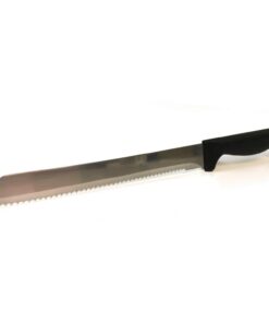 Kerafactum Extra Scheußles Brotmesser mit Schwarzem PVC Griff und gezackter Wellenschliff Klinge über 30 cm Langarde Sel