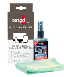 Ceragol Ultra Display Cleaning Set - Bildschirm-Reiniger für TV, Laptop & PC - Reinigt und schützt mit Lotuseffekt - 50m