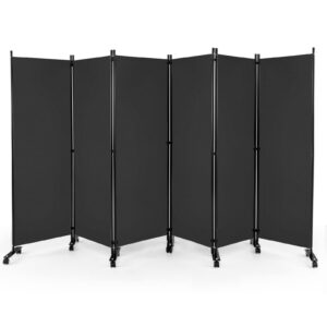 **COSTWAY Raumteiler fürein Privatsphäre und Flexibilität, 334,5 x 172 cm, 6-teilig, faltbar, aus Stoff (Grau)** | **CO