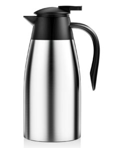 Uootach Thermokanne Silber 2 Liter Wärmedämmung, Edelstahl Isolierte Kanne für Wasserkocher und Teekannen