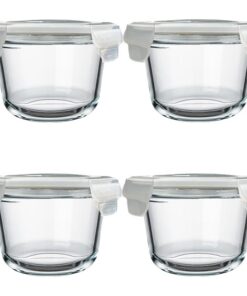 Glas Suppen Behälter 520ml Microwave Gefrierschrank Spülmaschinefeste Reusbares Essen Vorratsschläge Gläser (4er Packung