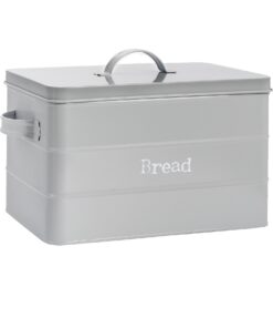 Harbour Housewares Vintage Metall Küchenbrotbehälter Grau - Retro Design für frisches Brot