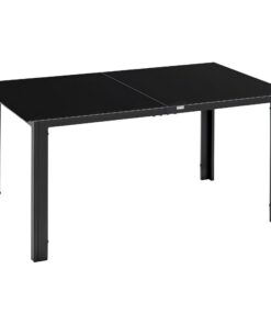 Outsunny Wetterfesten Gartentisch Aluminium Schwarz für 6 Personen Terrassentisch Outdoor Esstisch