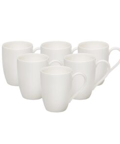 Villeroy & Boch Basic White Tassen Set, 6 Personen, Premium Porzellan, spülmaschinenfest, Kaffeebecher, Teetassen, 260ml