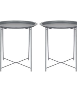 Harbour Housewares Runde Stahl Tabletttische Mattgrau - Faltbar Tragbar für Sofa Bett TV Dinner