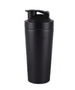 Protein-Shaker Edelstahl 750 ml für Sportler bei Fitness-Training Black Schwarz