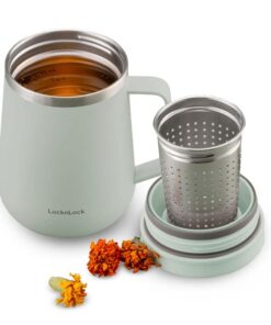 LocknLock Metro 400ml Tasse mit Teesieb, doppelwandiger Edelstahl und Griff, ideal für Minze-Kaffee und Tee