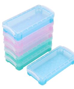 SUMTree Stapelbare Buntstifteboxen aus Kunststoff für Kinder in Rosa + Grün + Blau, 6 Stück - Aufbewahrungsbox mit Sorti