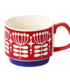 Retro Keramik Kaffeetasse 300ml mit Griff - Büro Küche Party Trinkbecher