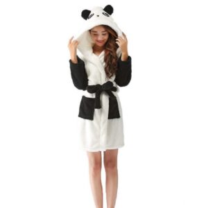 HAIBI Damen Warmdressing Bademantel Cartoon Panda Tier + Weiche Schlafbekleidung für Erwachsene, L
