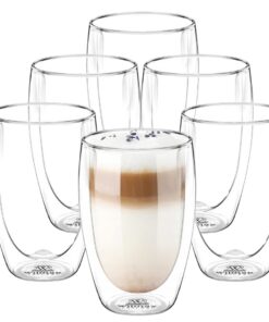 Wilmax Thermogläser Doppelwandig für Kaffeetassen | 500 ml | 6er-Set | Trinkgläser mit Isolierung | Latte Macchiato Tass