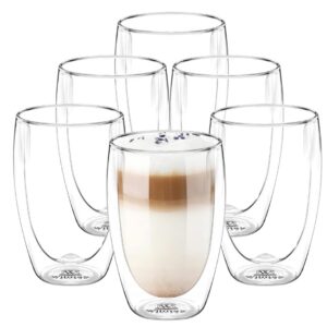 Wilmax Thermogläser Doppelwandig für Kaffeetassen | 500 ml | 6er-Set | Trinkgläser mit Isolierung | Latte Macchiato Tass