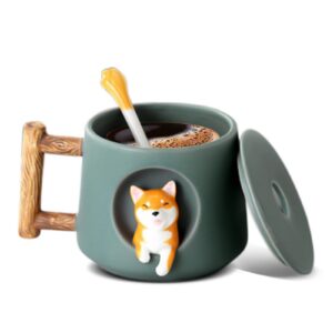 Nizirioo Süße Shiba Inu Keramik Kaffeetasse 420ml für Hundeliebhaber