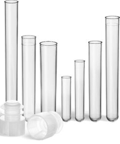 Tuuters 100 Stück Plastik Reagenzgläser mit Verschluss und Kunststoff Röhrchen - für Laborteile und Analyseprüfungen (10