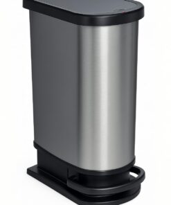 Rotho Paso Mülleimer 50l - Pedal und Deckel, BPA-frei, carbonmetallic, ideal für Küche & Garage (4|0 x 29.0 x 67.0 cm)