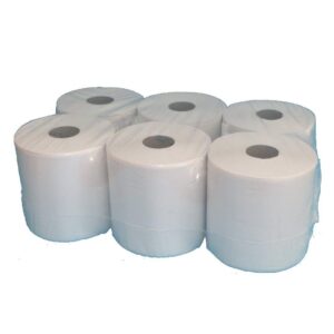 6 Handtuchrollen Papierhandtuchrollen Papierrollen Recycling Tissue Natur weiß für Hausreinigung 20cm breit 300m Rollen