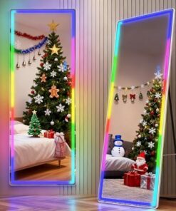 LVSOMT RGB Ganzkörperspiegel mit Beleuchtung, 153x50cm, für Schlafzimmer, 7 Dynamische Modi und 7 Farben Licht