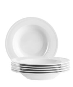 MÄSER Arlona Suppenteller Set für 6 Personen – Hochwertiges weißes Porzellan, tief & elegant