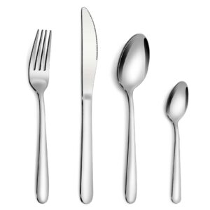 Bestdin 24 Teilig Besteck Set für 6 Personen, Edelstahl Messer Gabel Löffel, Hochwertiges Edelstahlbesteck, Spülmaschine