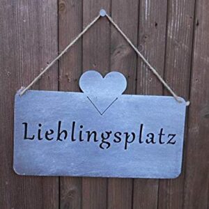 LIEBLINGSPLATZ stabiles Eisenschild grau 25 cm Geschenk