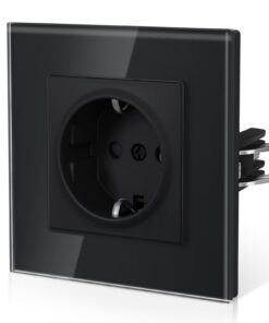 BSEEDGlassSteckdoseEUStandardKindersicherung16A250V1Fach86mmSchwarz