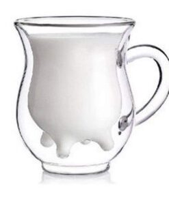 COW Udder Shape Double Walled Clear Glass Milk Coffee Tea Mug Cup Für Frauen 2,5+ (clear, One Size)