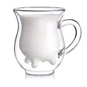 COW Udder Shape Double Walled Clear Glass Milk Coffee Tea Mug Cup Für Frauen 2,5+ (clear, One Size)