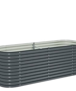 vidaXL Hochbeet Stahl Grau 240x80x81 cm Gemüsebeet für Anfänger Garten-Frühbeet Funktionales Pflanzbeet