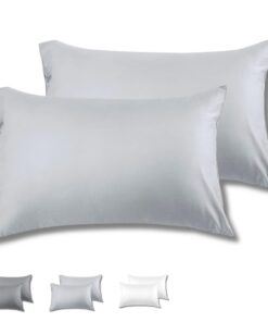 2er Set Seidenkissenbezug 40x80cm, hypoallergene, weiche und atmungsaktive Kissenbezüge zum Schlafen (Silber)