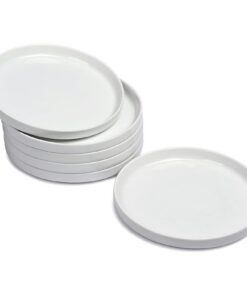Porzellan Dessertteller 6er Set 18cm Weiß mit Randerhöhung für Salat Pasta Dessert