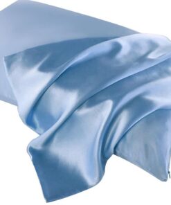 Reiner Seide Satin Kissenbezug for Hautschlaf Doppelseitig 16 mm Blue 51x91cm 6A Güteklasse Versteckter Reißverschluss N