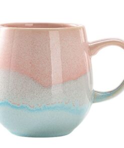 FülleMore große Porzellan Kaffeebecher (500ml) für Büro und Zuhause (Rosa) mit Henkel und Cappuccinotasse