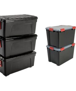 Iris Ohyama große Garagen-Aufbewahrungsbox 75 L luftdichte Set 2x70 L Clips stapelbar