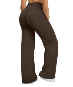 OQQ Damen Leggings Hohe Taille Elastische Flared Yoga Freizeit Mode
