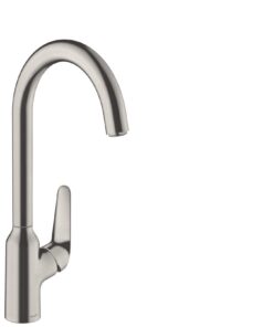 Hansgrohe Küchenarmatur 360° schwenkbar für hoher Komfort-Auslauf 220mm und Standardanschlüsse | Hansgrohe Edelstahl Fi
