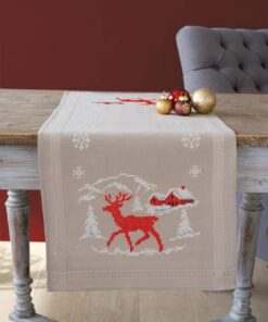 Vervaco Kreuzstich Set für Erwachsene - 40x100 cm Wintermotif Stickdecken - Selbersticken Vorgedruckt Stickläufer Tischl