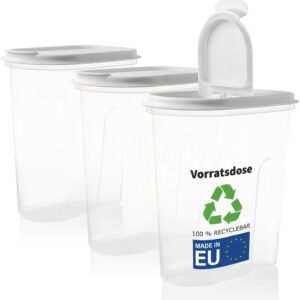 2friends Vorratsbehälter Set mit Klappdeckeln, 3-teilig, 2 Liter Schüttdosen, ideale Größen für Cornflakes oder Müsli Au