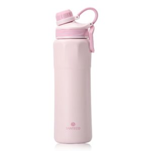 SANTECO Trinkflasche Edelstahl Fahrrad Rosa BPA-Frei Thermosflasche Spülmaschinenfest Auslaufsicher